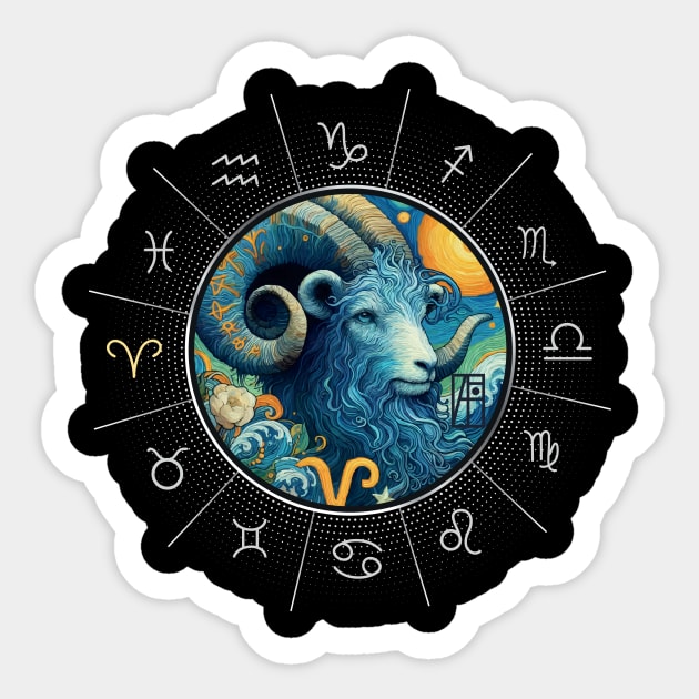 ZODIAC Aries - Astrological ARIRS - ARIRS - ZODIAC sign - Van Gogh style - 2 Sticker by ArtProjectShop